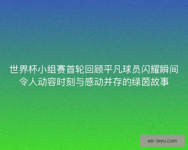 世界杯小组赛首轮回顾平凡球员闪耀瞬间令人动容时刻与感动并存的绿茵故事